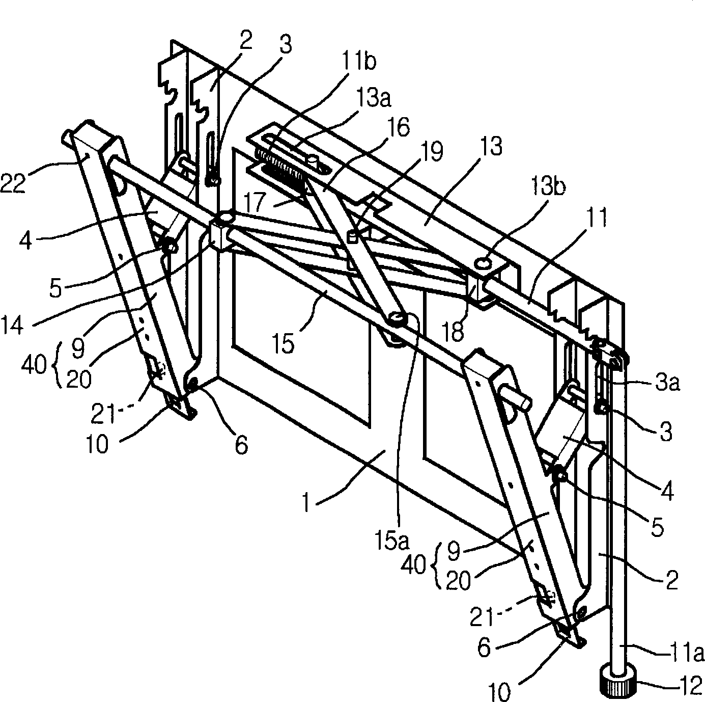 Apparatus for regulating display device angle, and its connection support