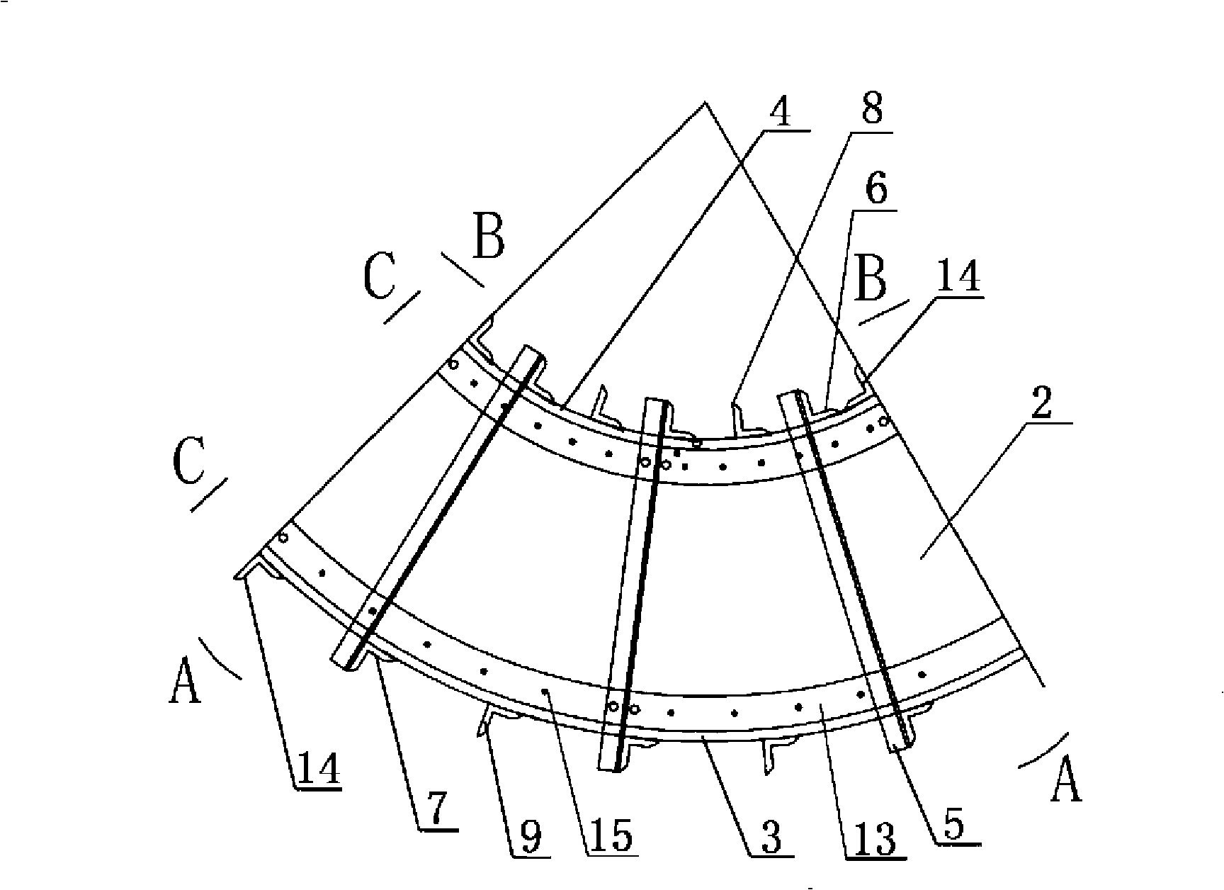 Reinforced concrete winding stairs die type formwork and its construction method