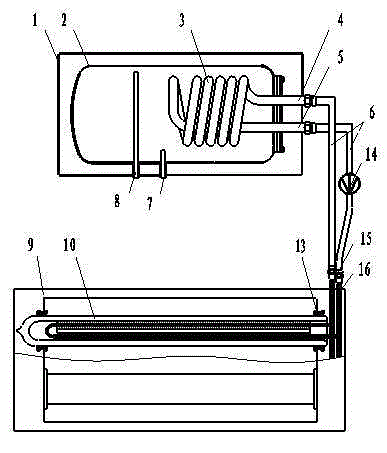 Split type solar water heating system with U-shaped tube heat collector and detachable enameled coil heat exchanger