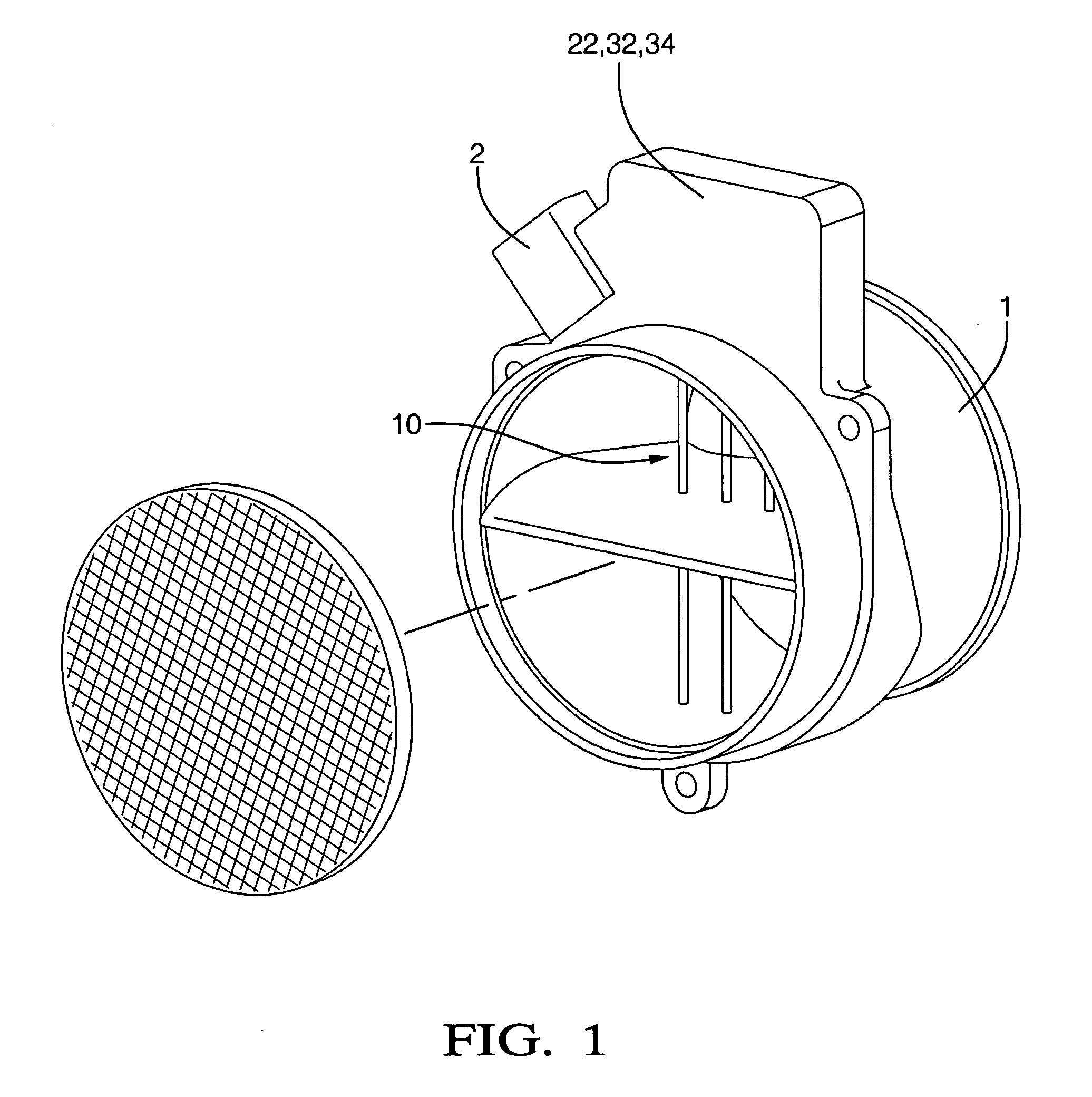 Mass air flow metering device and method