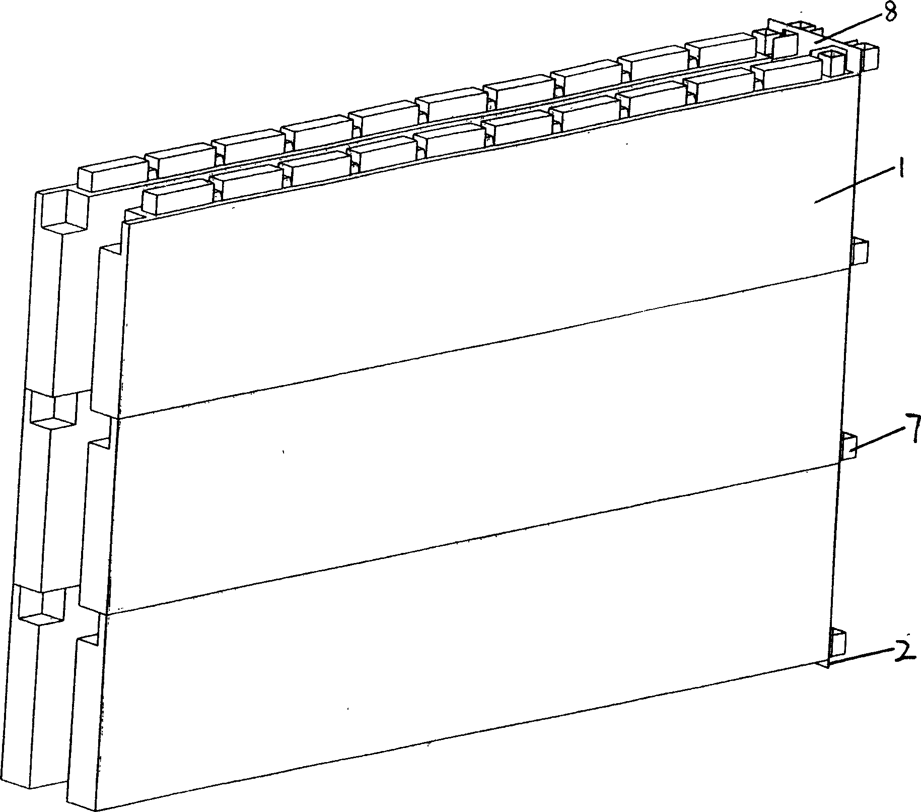 Bar mortice-tenon block assembling wall and construction method