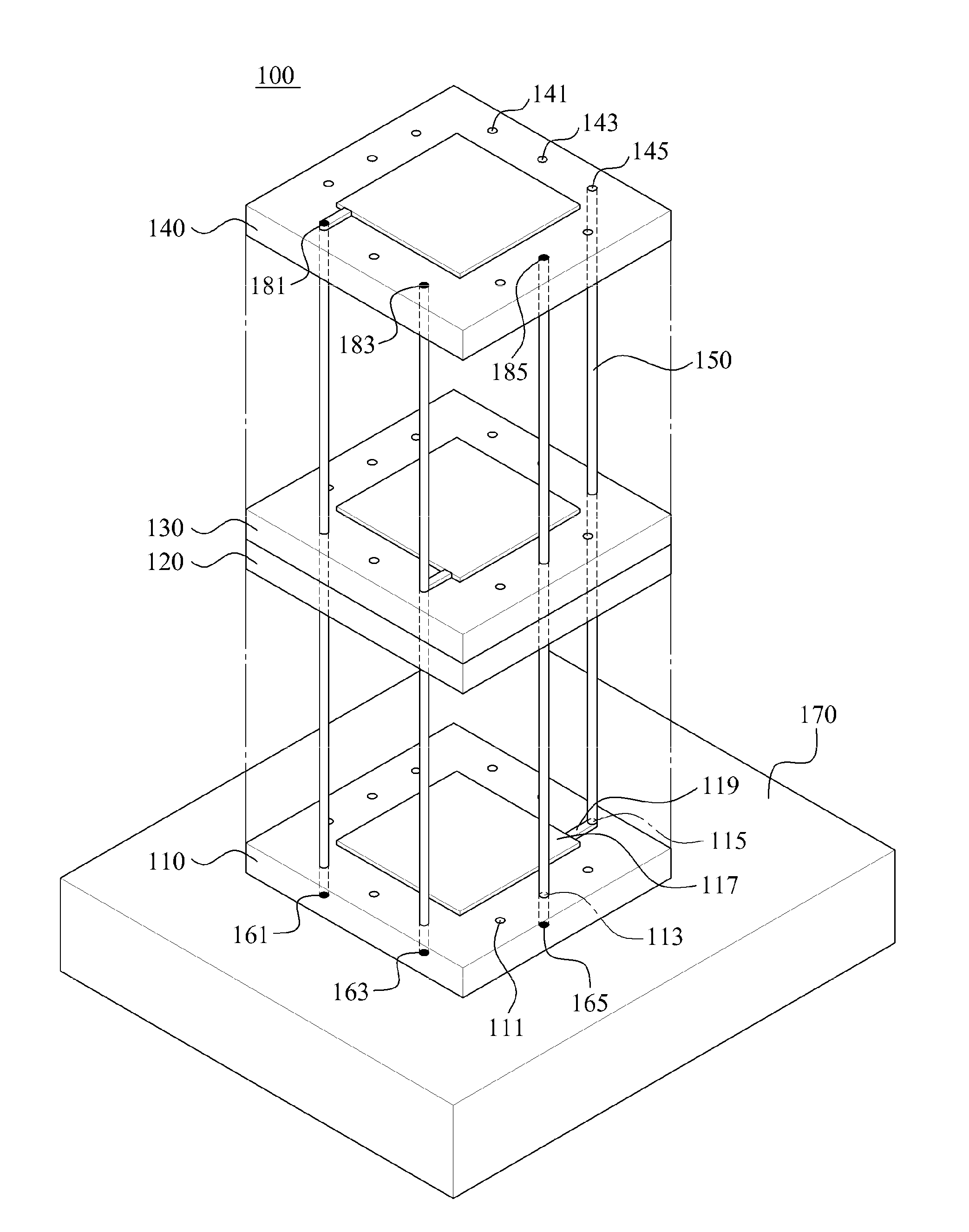 RF layered module using three dimensional vertical wiring and disposing method thereof