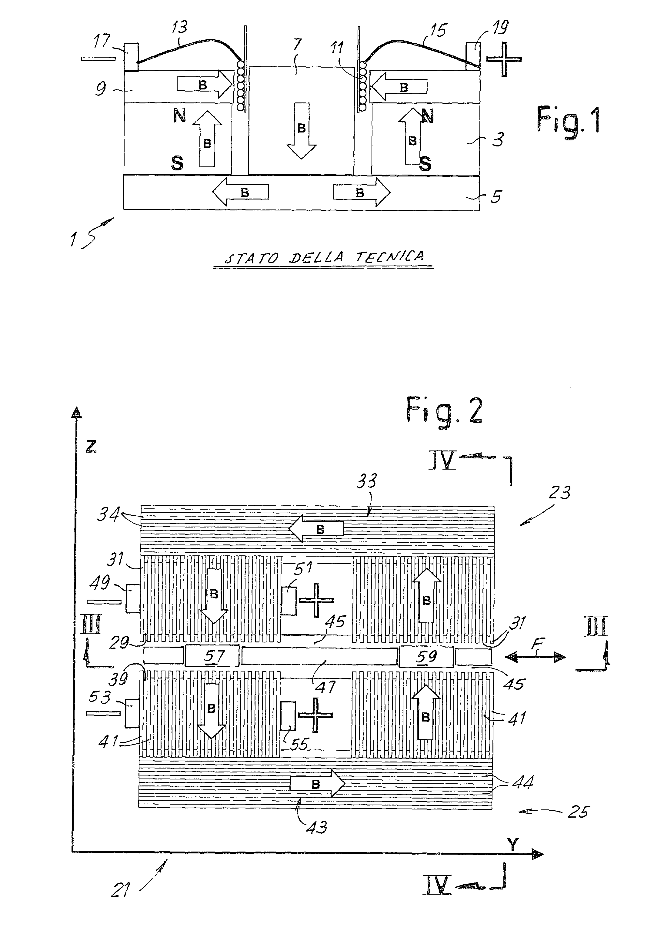 Electromechanical conversion system with moving magnets; acoustic diffuser comprising said system and a moving member that generates sound waves