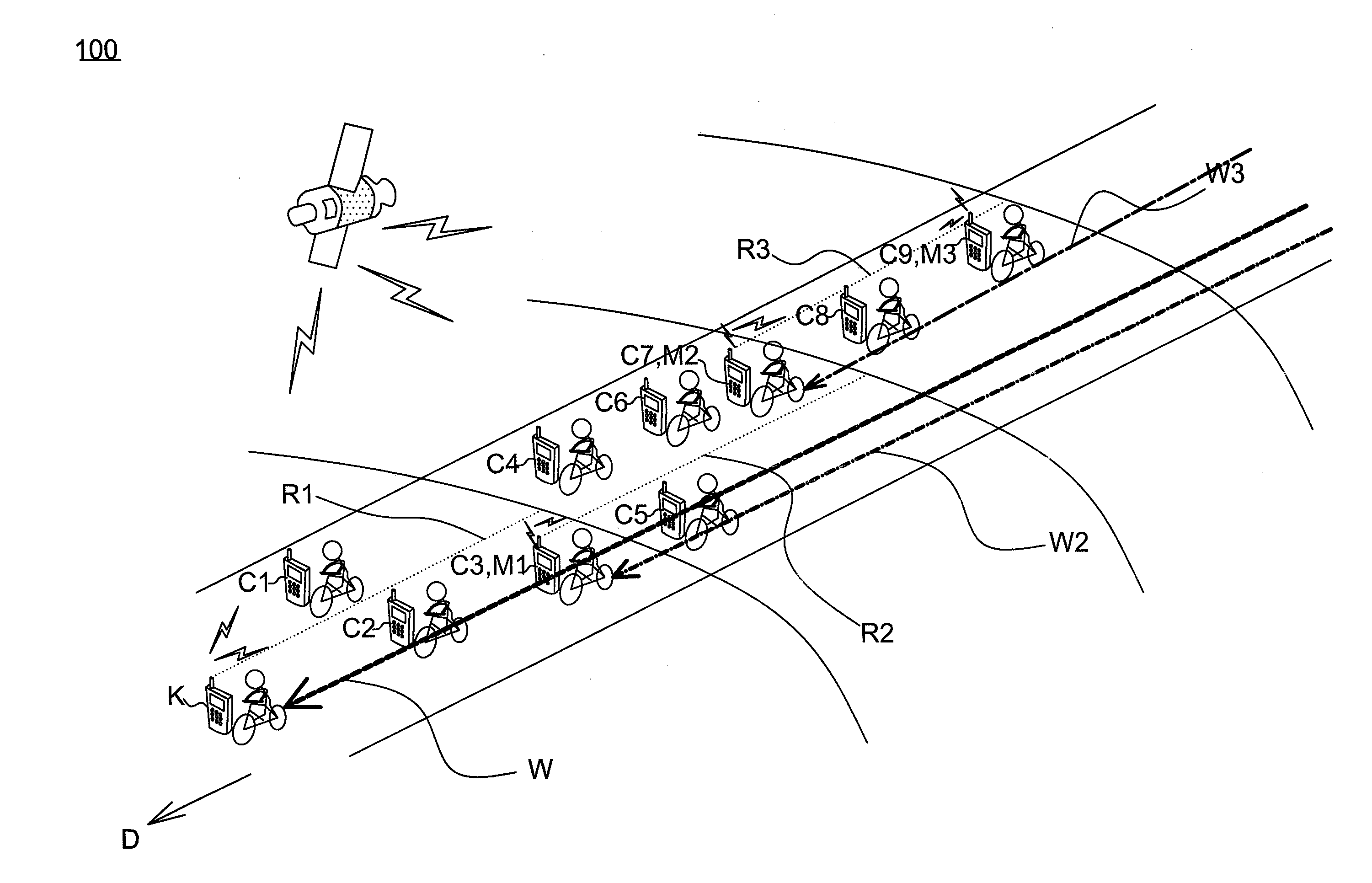 Positioning method for long-thin fleet