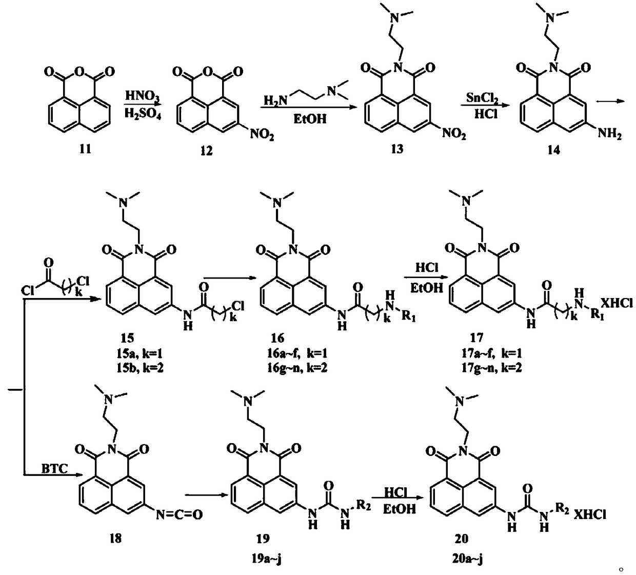 A kind of naphthalimide derivative and its preparation method and application