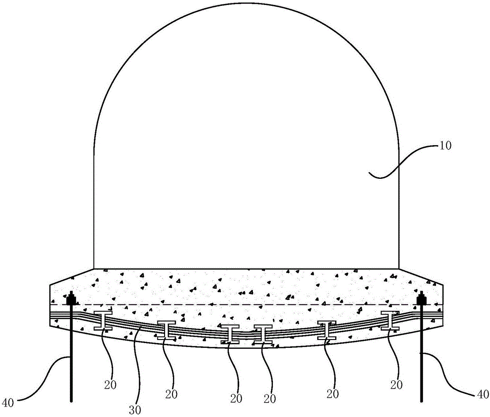 Combined structure of reinforced concrete reverse arch and anchor rods and for managing roadway bottom swelling and construction method of combined structure