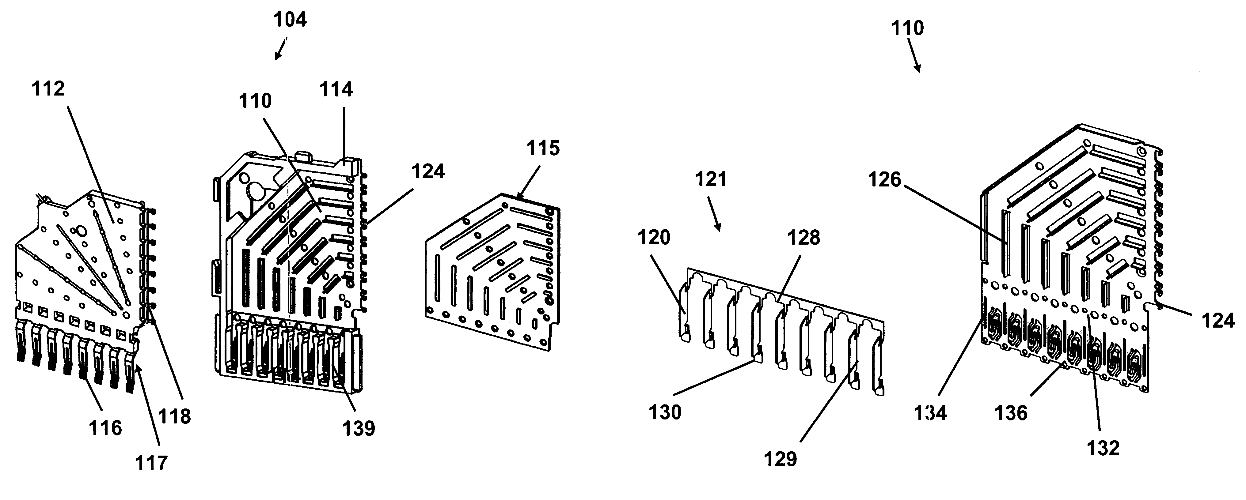 Electrical connector with divider shields to minimize crosstalk
