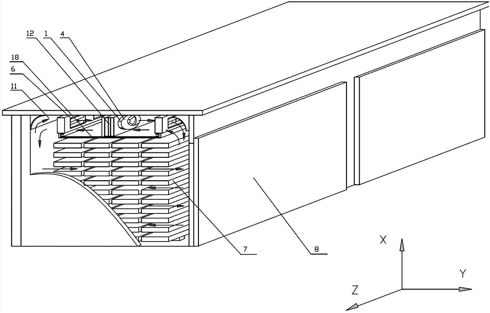 Heating and blowing device for large hot air drying room