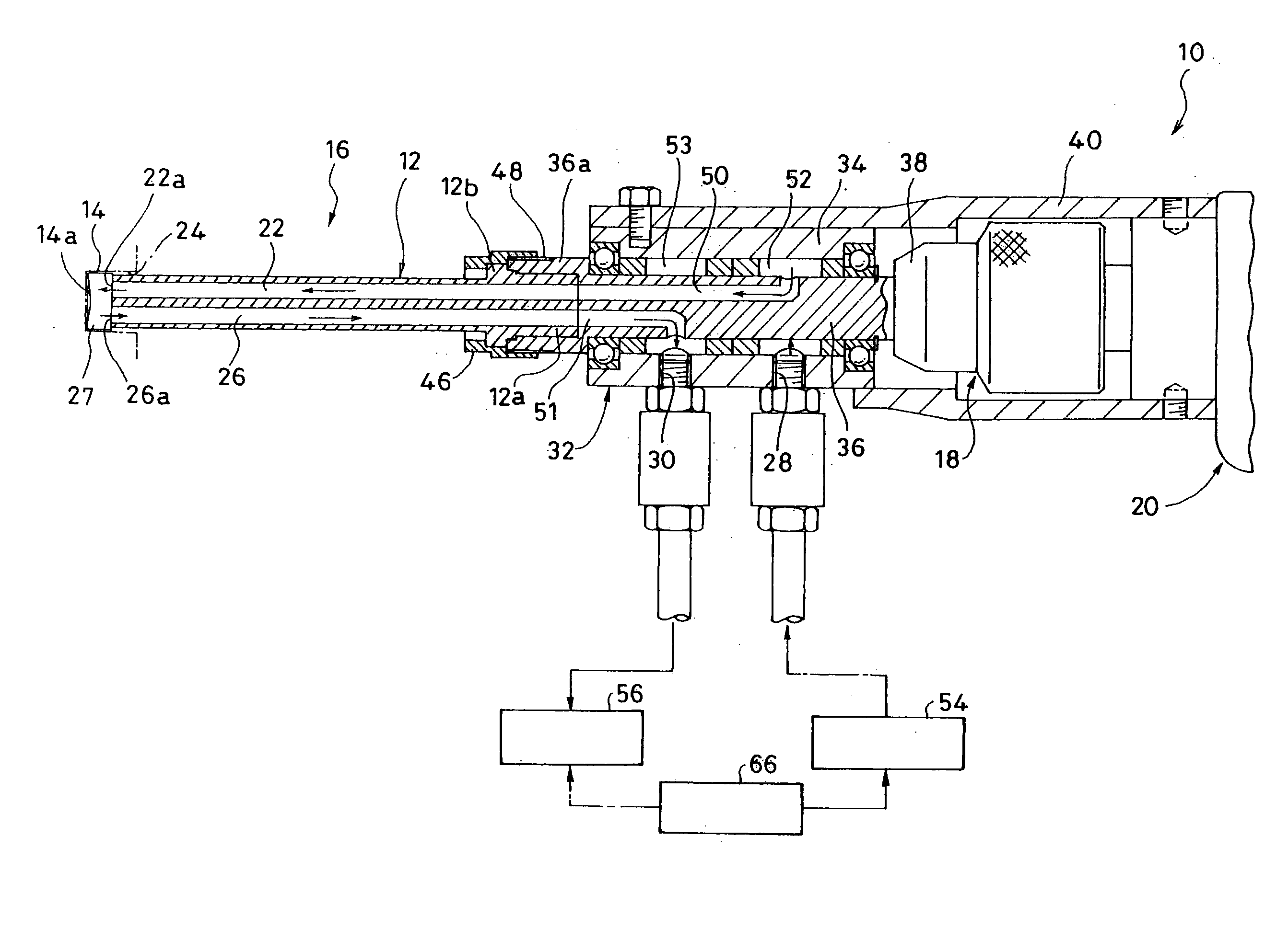 Non-core type bit, non-core drill apparatus, and method of supplying cooling water thereto