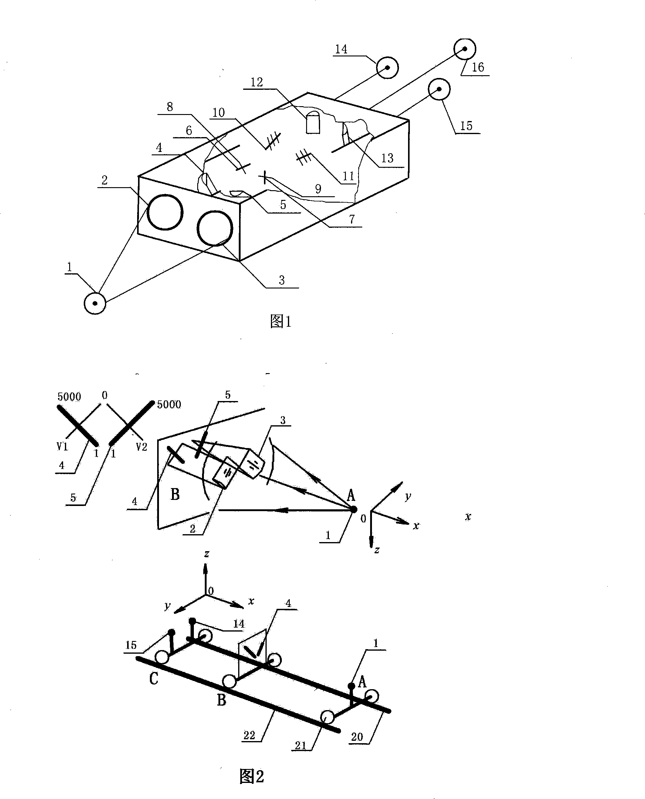 Railway line parameter photoelectric testing device used for tamping vehicle and detection method thereof