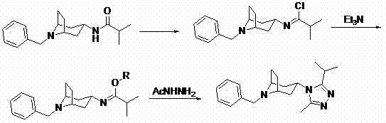 Preparation method of 8-benzyl-3-(3-isopropyl-5-methyl-4H-1,2,4-triazol-4-yl)-8-azabicyclo (3.2.1)octane