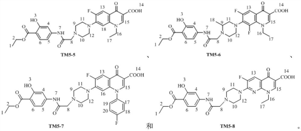 P-aminosalicylic acid fluoroquinolone derivative as well as intermediate, preparation method and application thereof