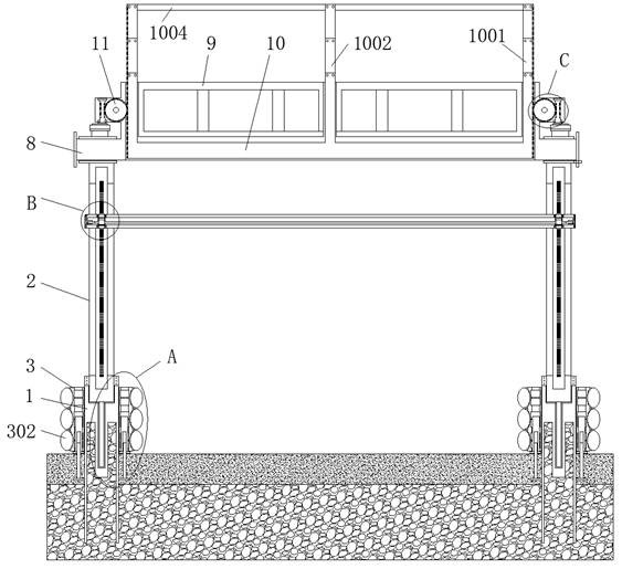 Height-adjustable highway bridge height limiting device with alarm function