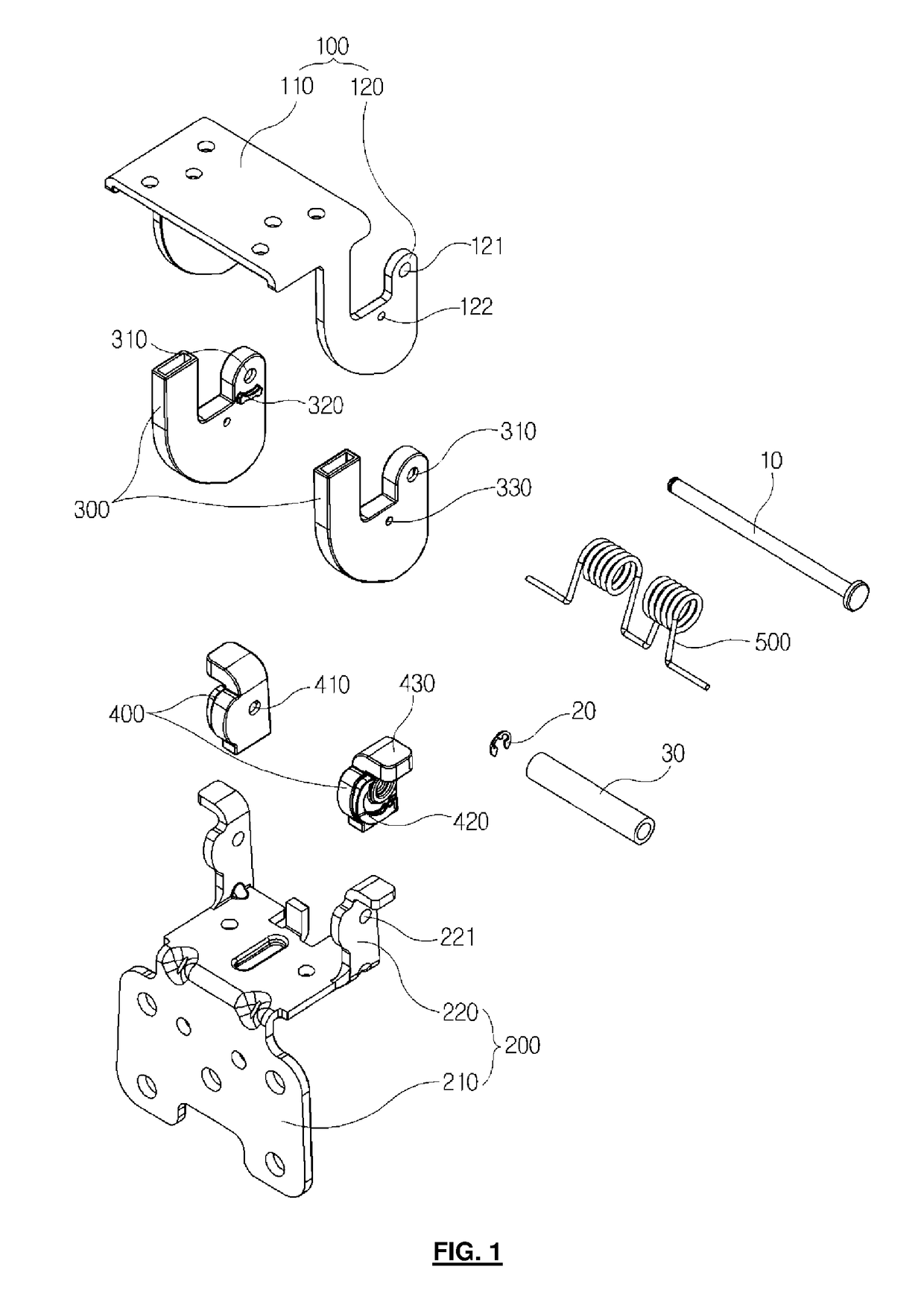 Hinge unit of console armrest for vehicle