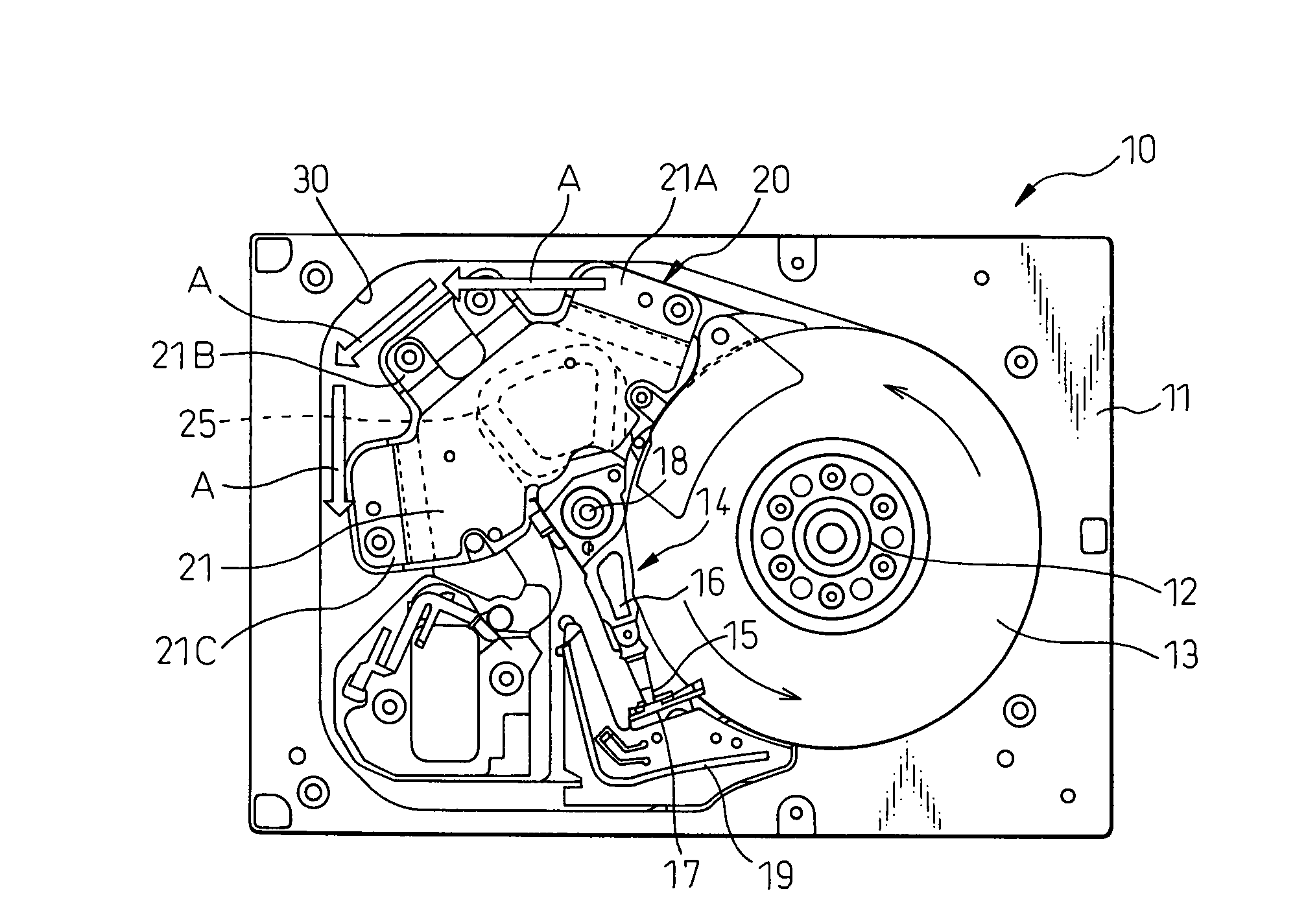 Cooling of head actuator of disk device