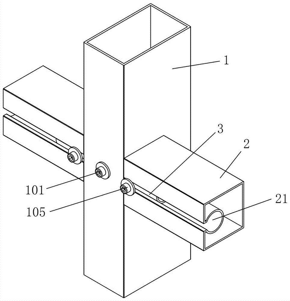 An internal connection triple connection structure of curtain wall keel