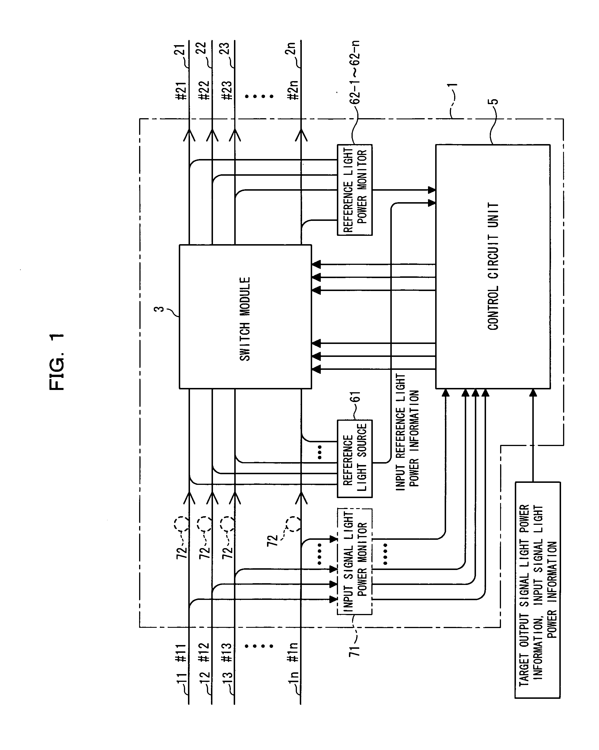 Optical switch apparatus and control information updating method therein