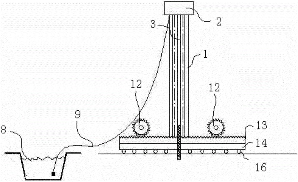 Deep-layer stirring pile equipment for soil restoration and construction method thereof