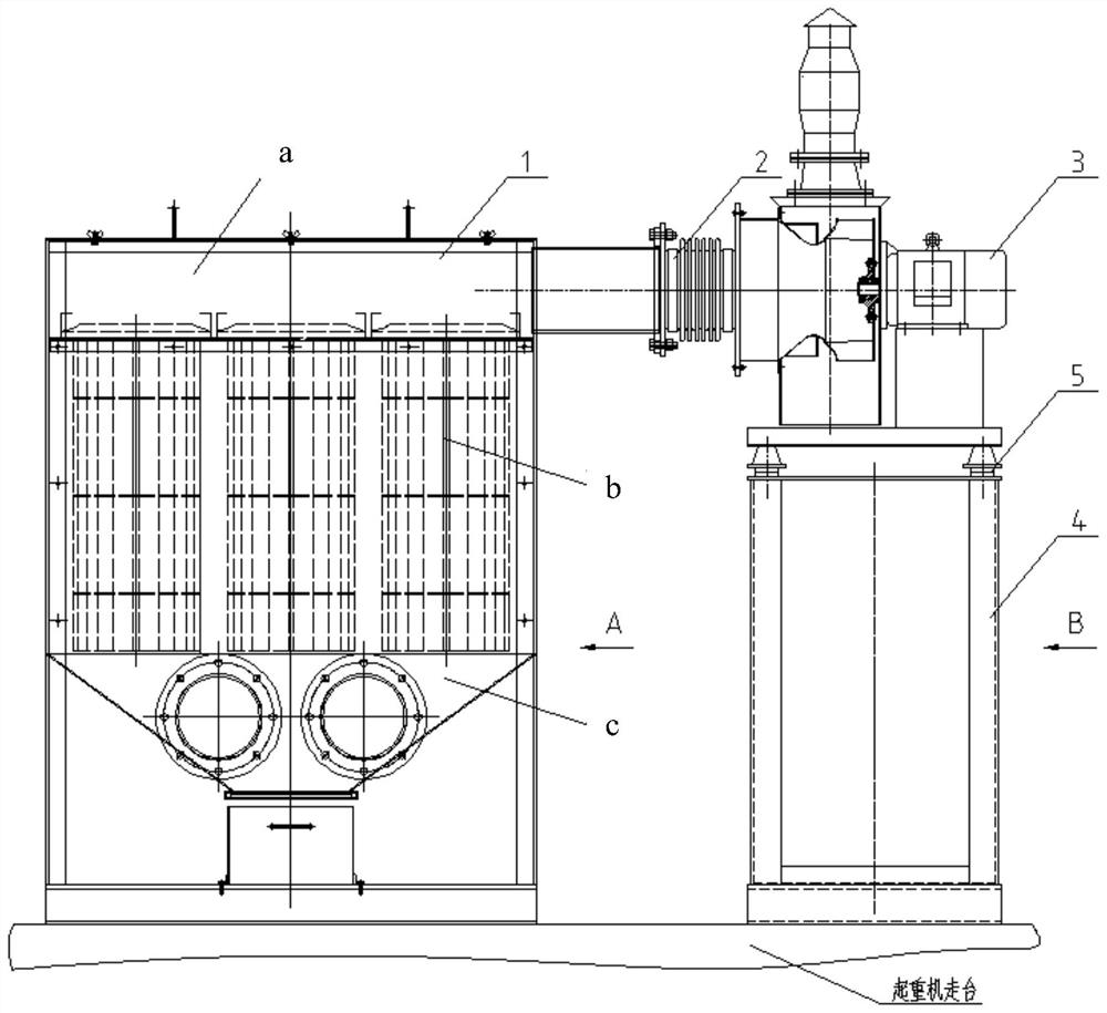 Workshop dust removal device arranged on crane