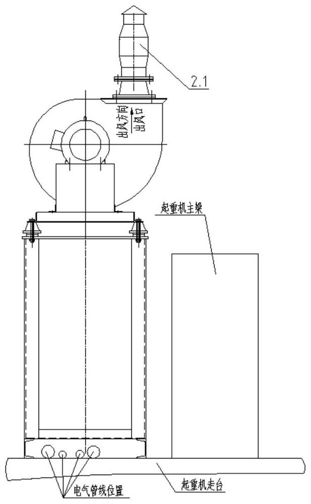 Workshop dust removal device arranged on crane