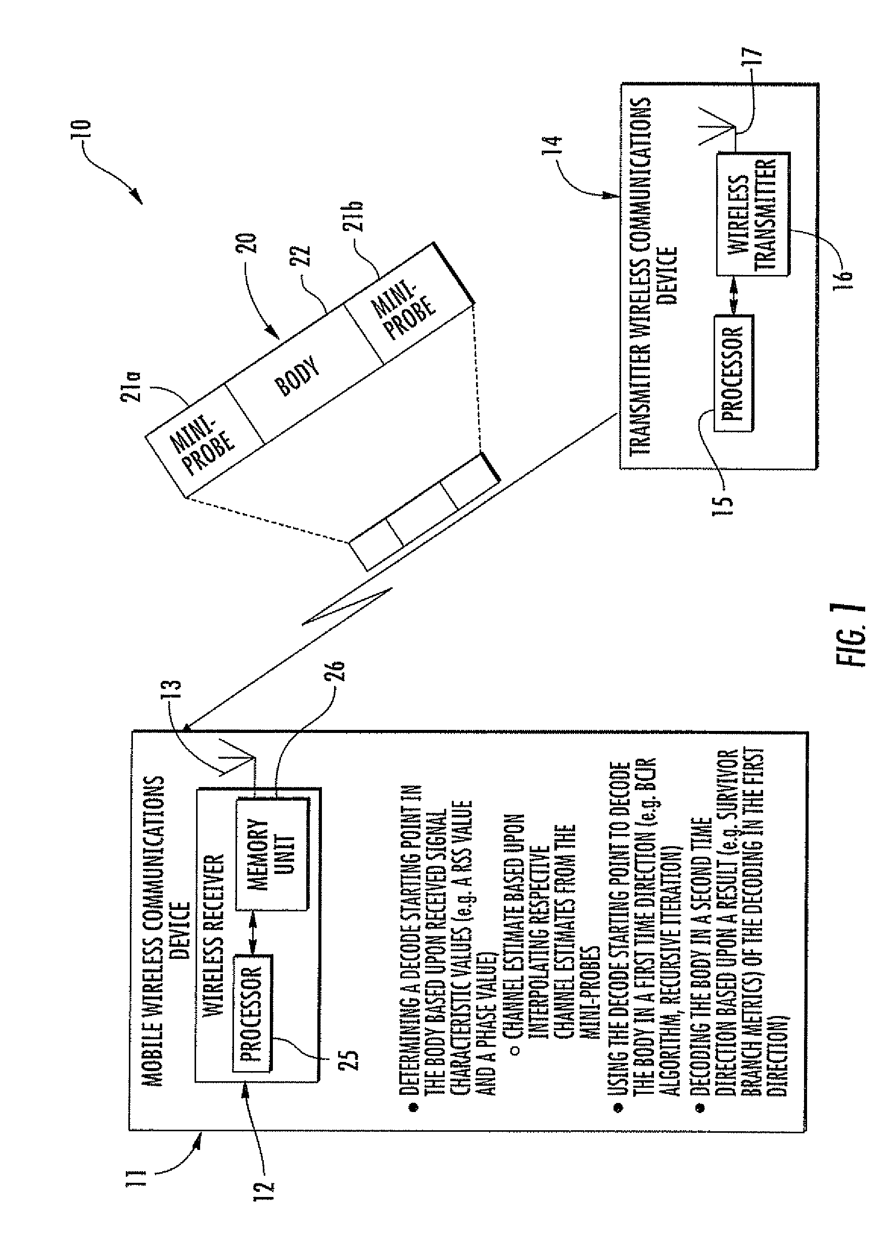 Mobile wireless communications device and receiver with demodulation and related methods