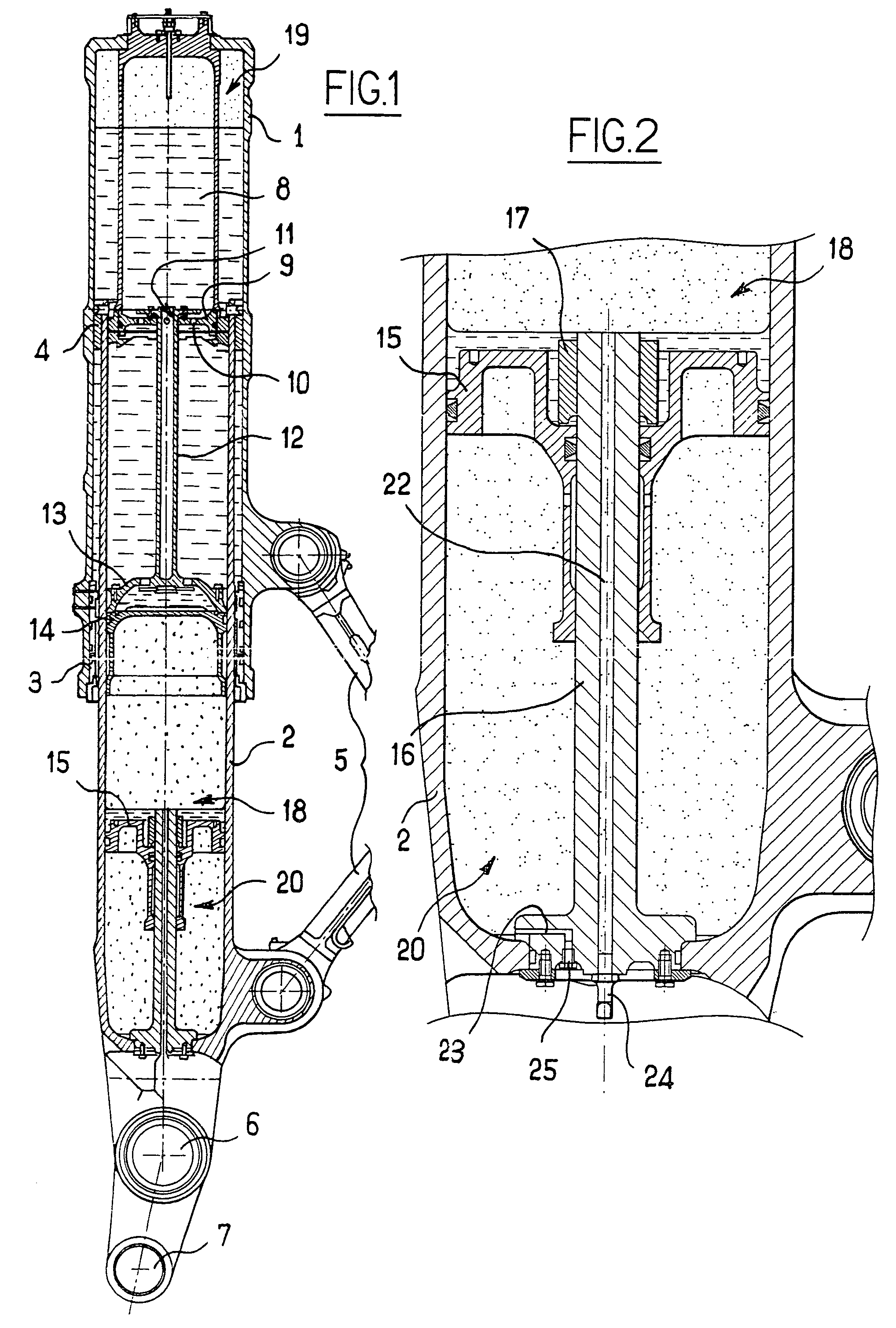 Undercarriage with a three-chamber shock absorber