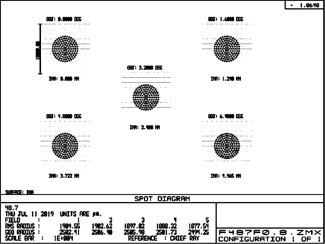 Long-focal-length large-aperture laser guide lens based on four-quadrant detector