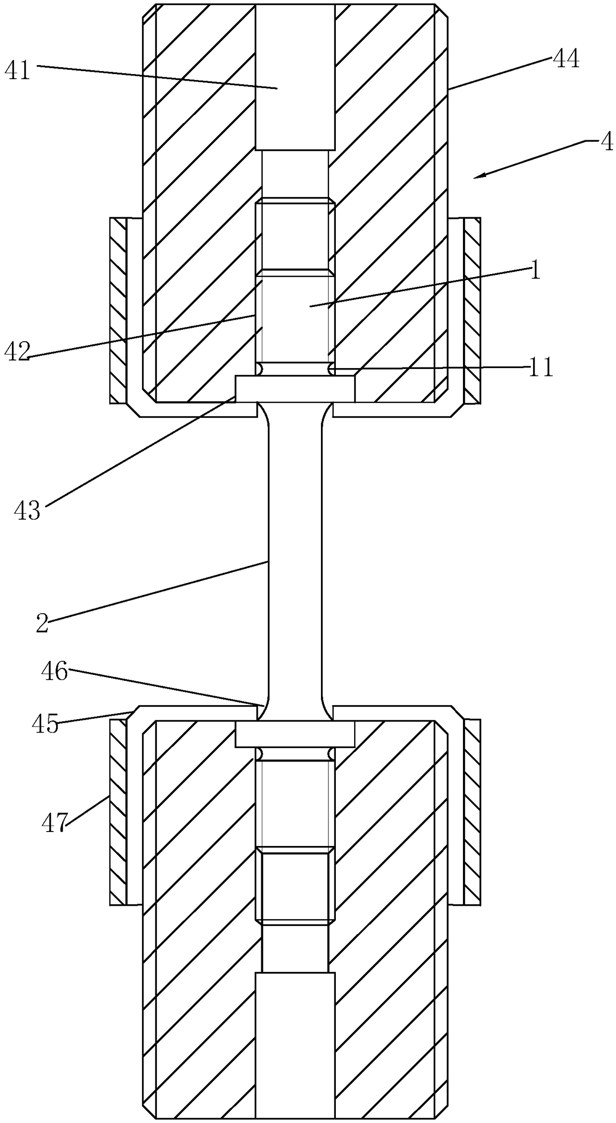 Sample, fixture and method for metallic material single-axis creep resistance test