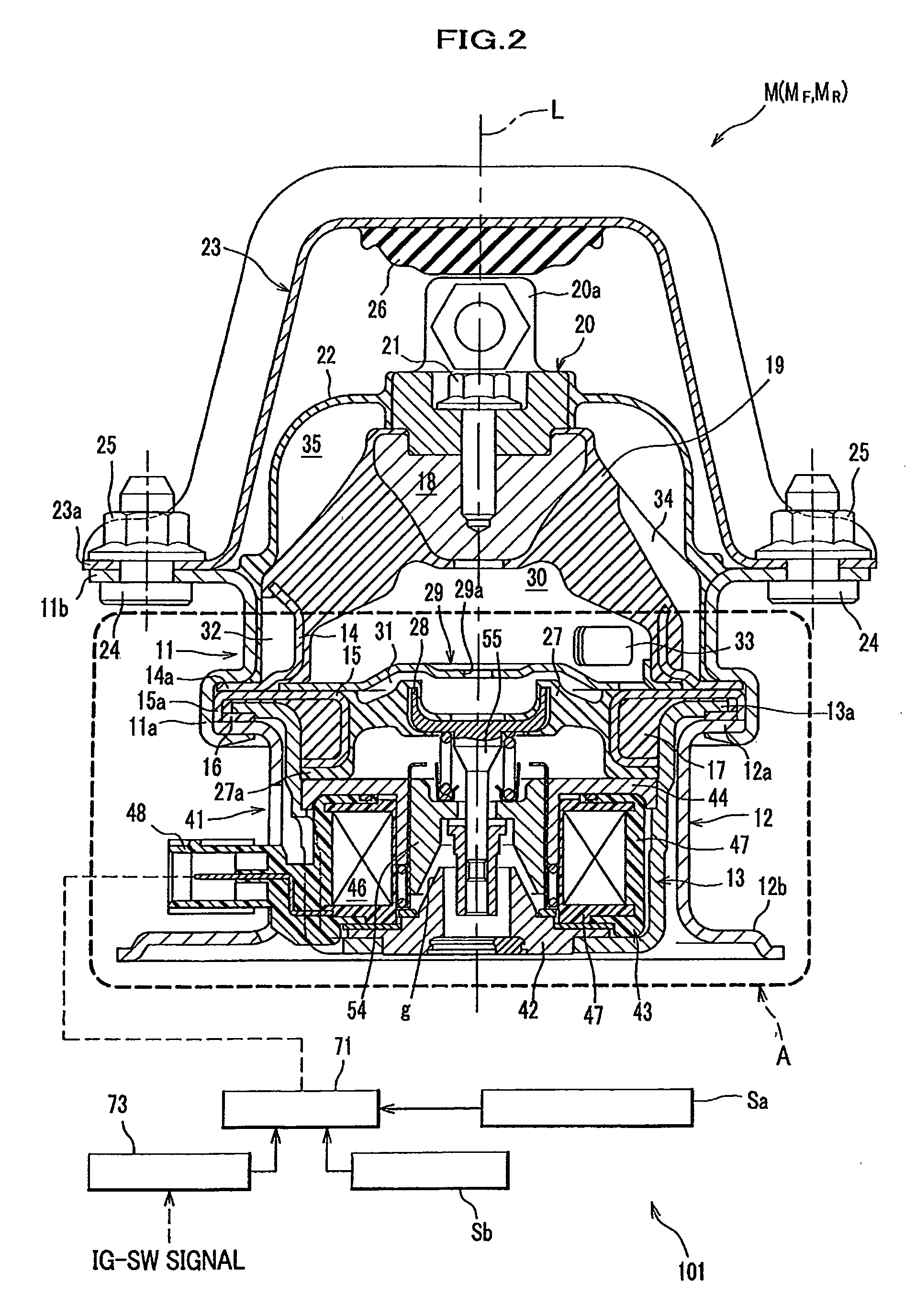 Active vibration isolating support apparatus