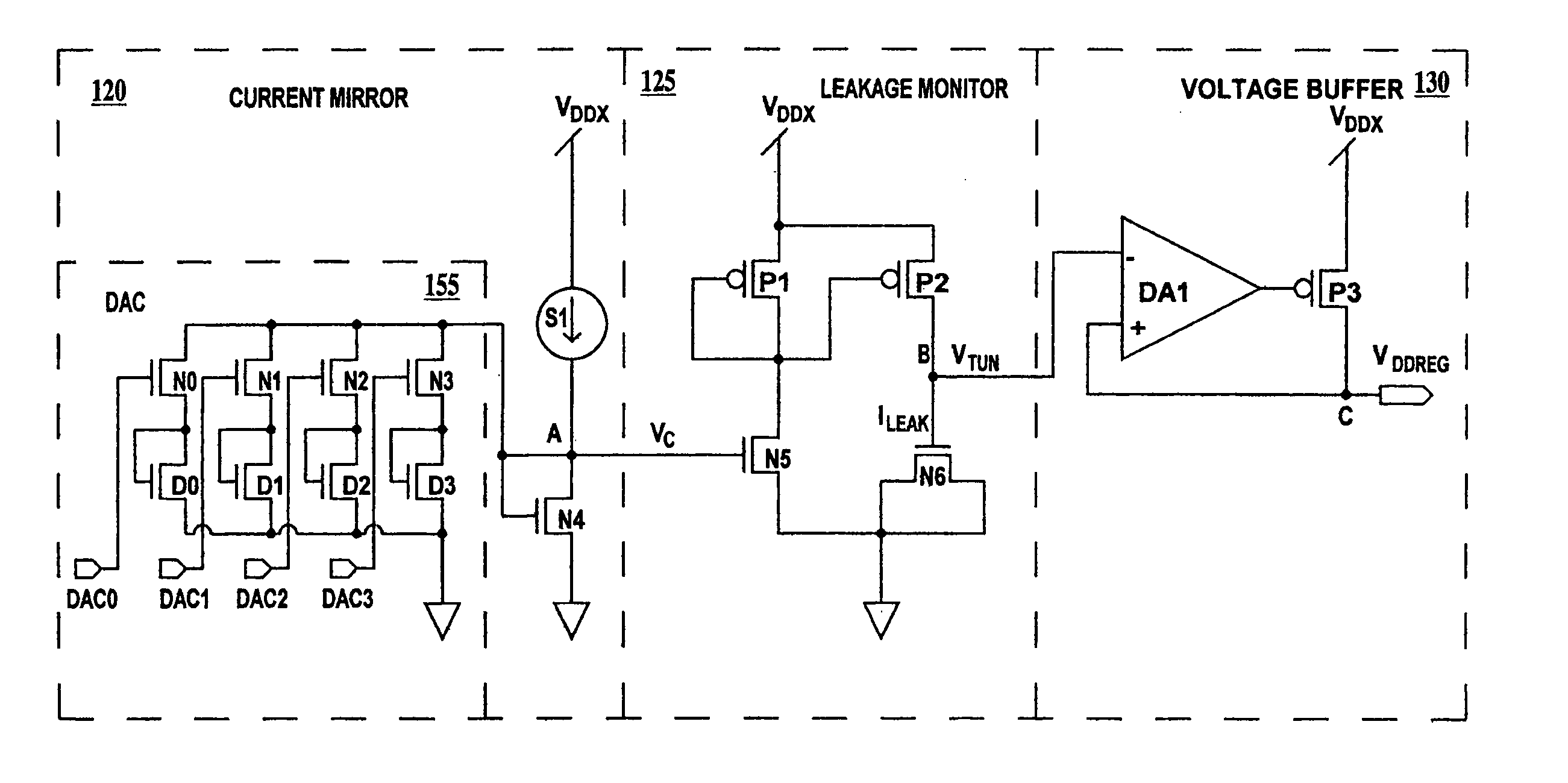 Method and circuit for compensating for tunneling current