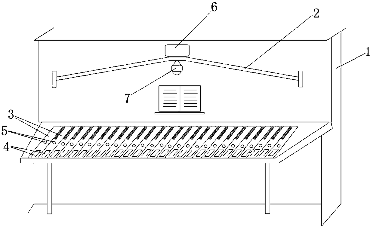 Piano playing teaching assistance device