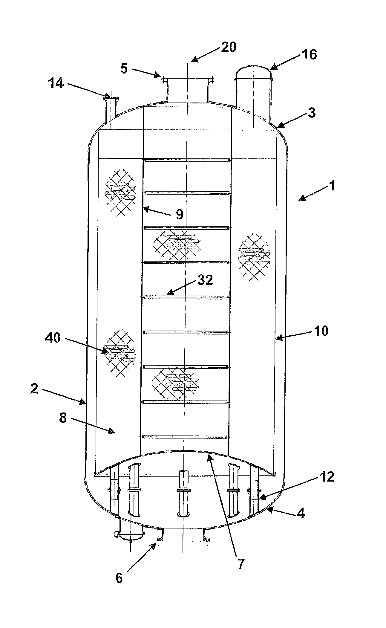 Radial flow reactor with movable supports