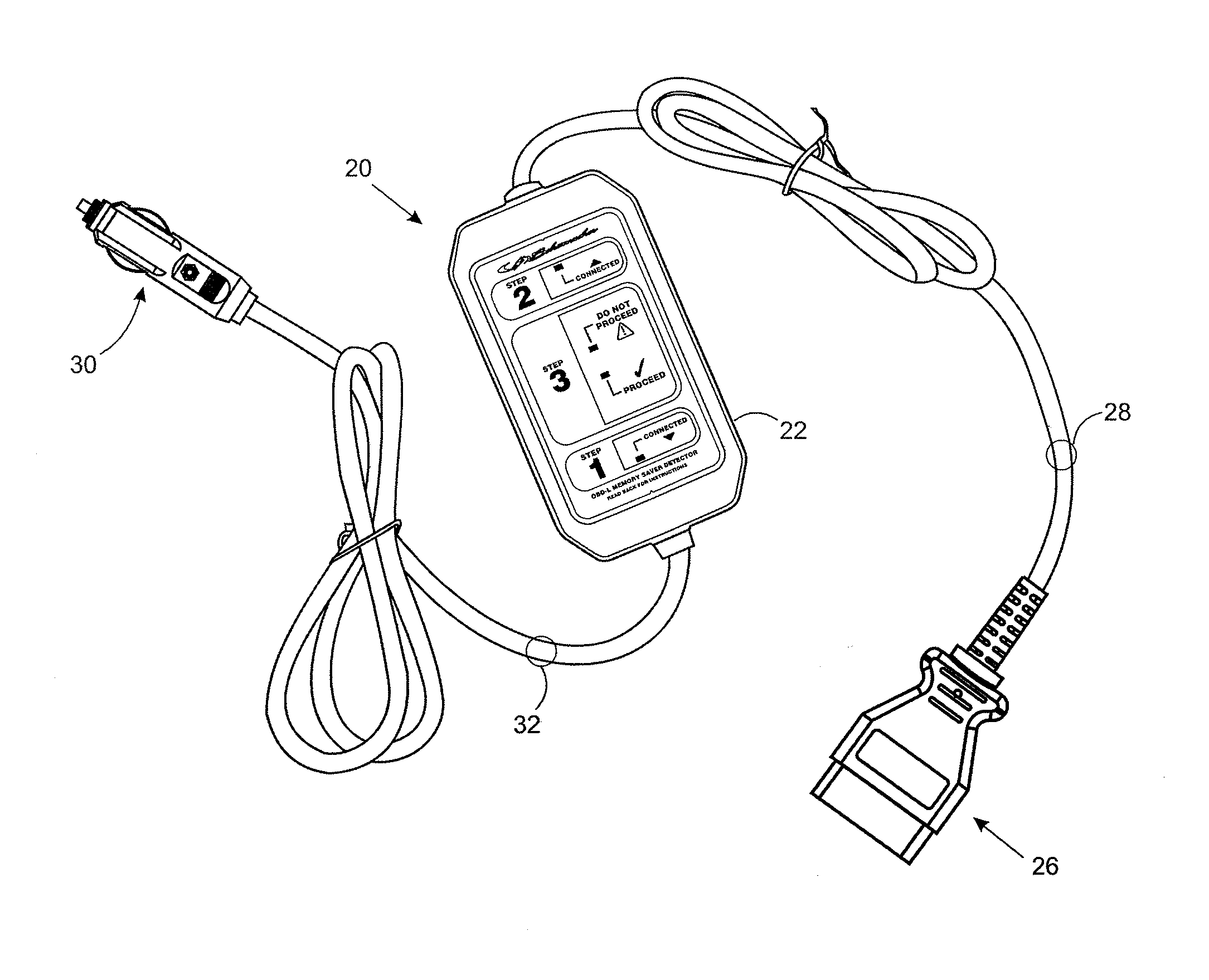 Interconnect device for detecting whether a vehicle on-board diagnostics (OBD) data port includes circuitry which prevents back feeding of power through the obd data port