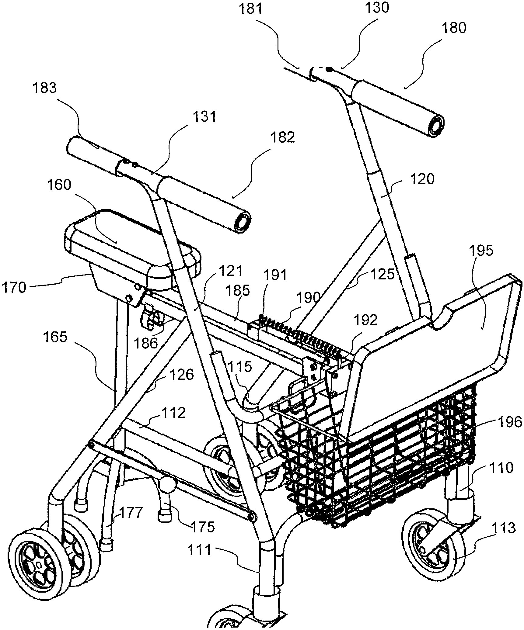 Walking aid device with foldable seat