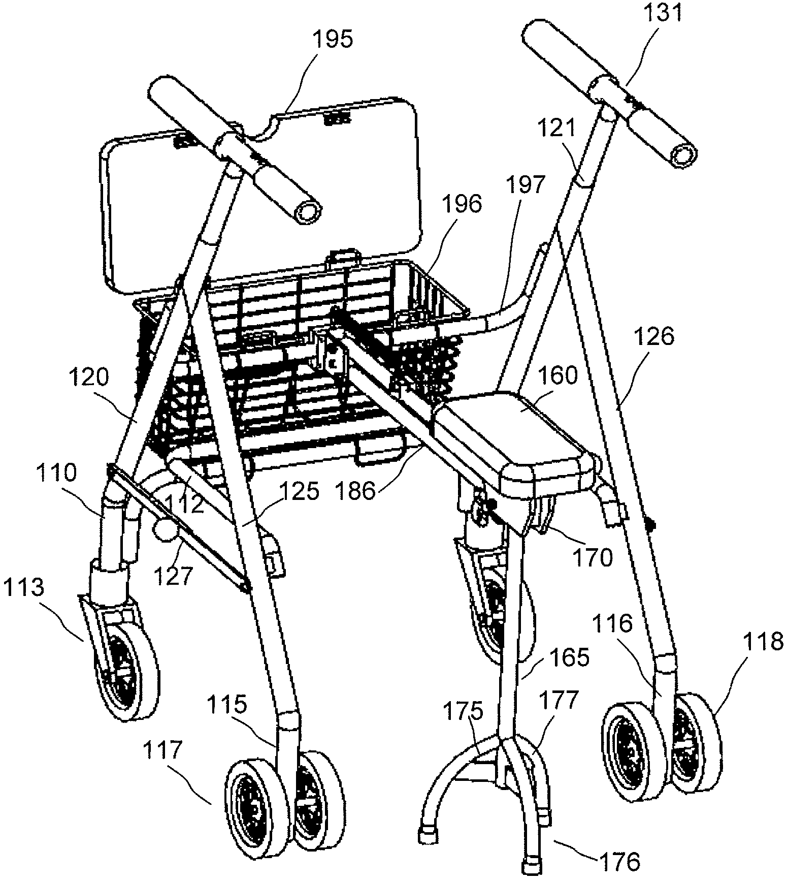 Walking aid device with foldable seat