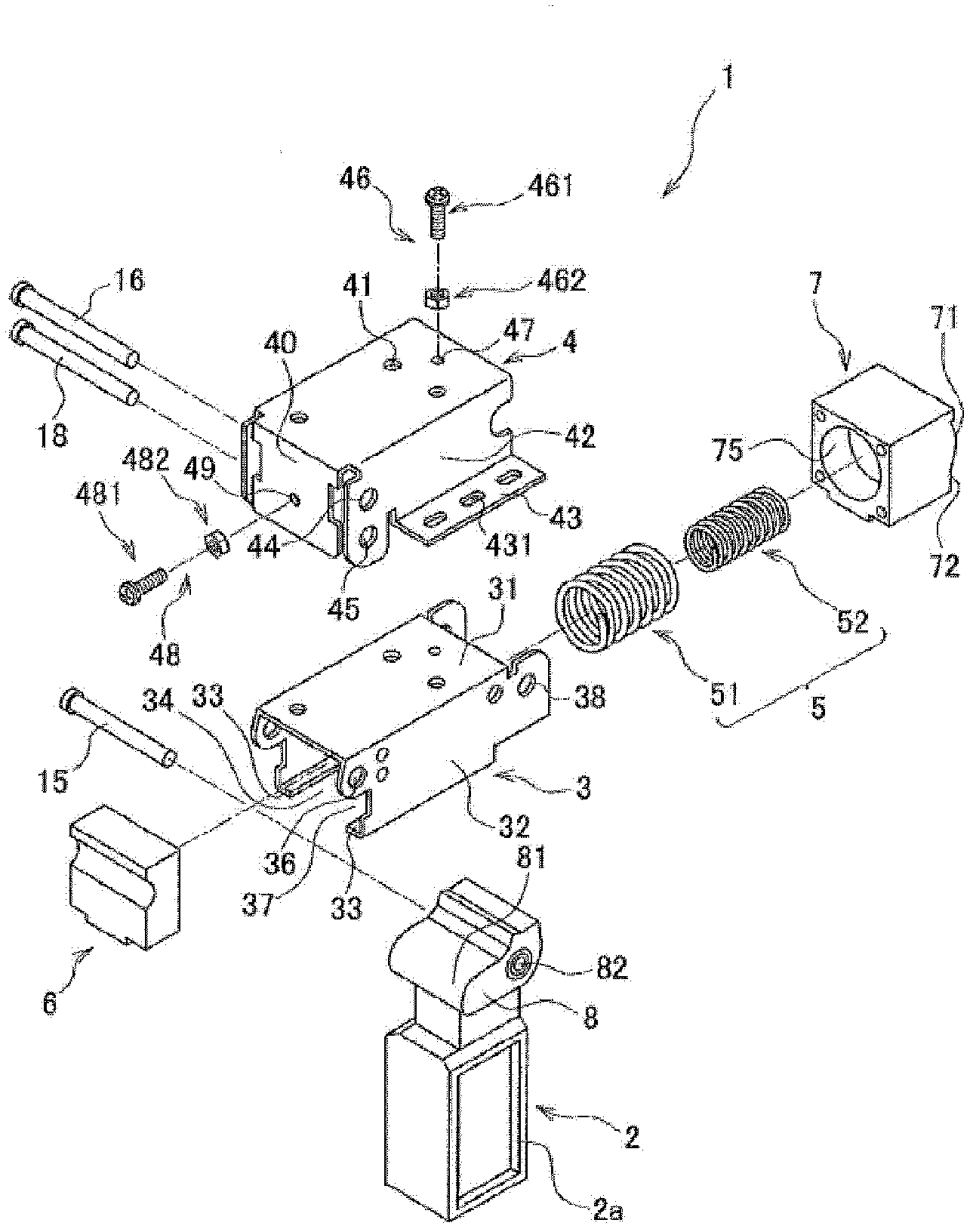 Device for opening and closing manuscript pressing plate and office machine