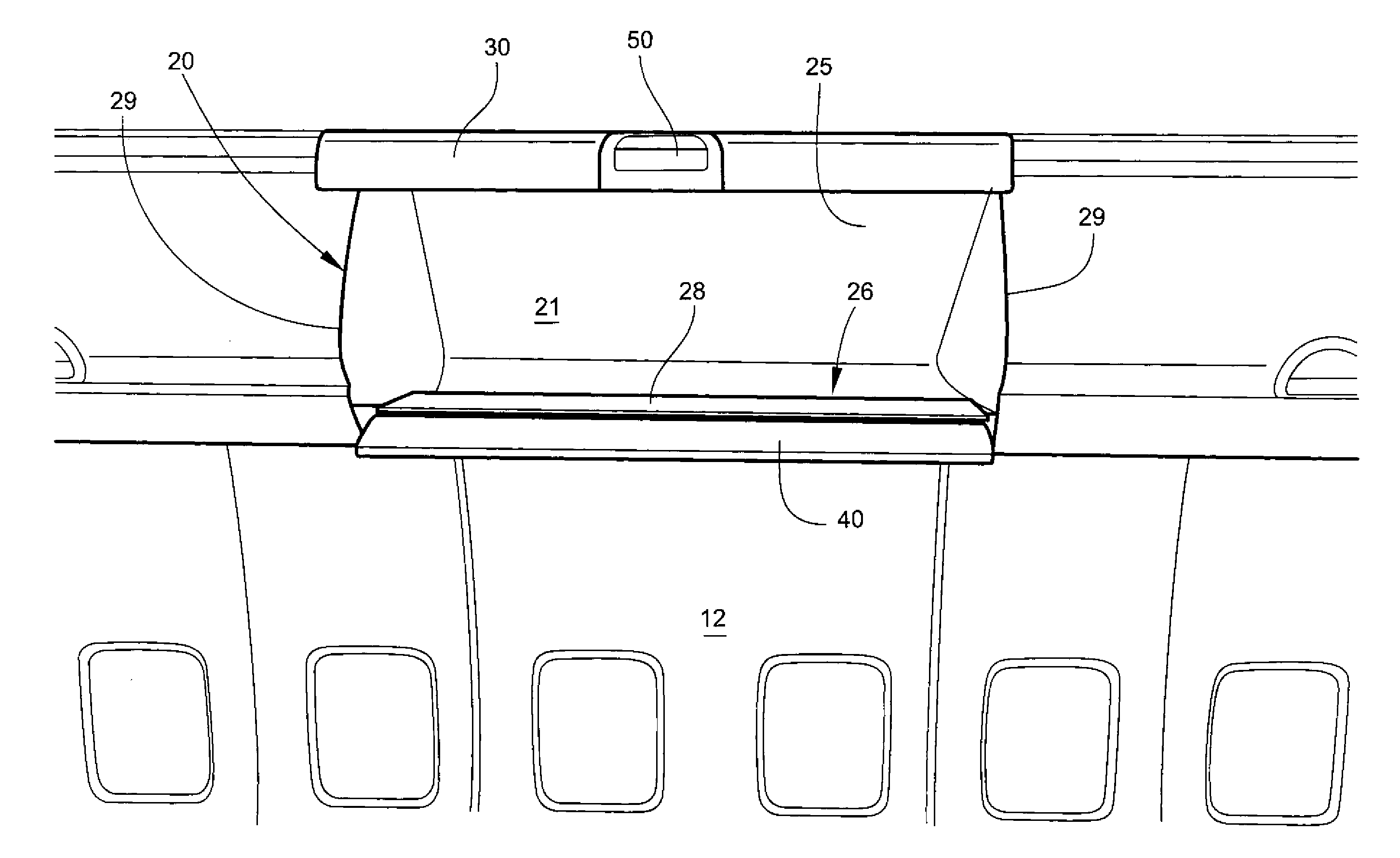 Overhead luggage bin for aircraft interior