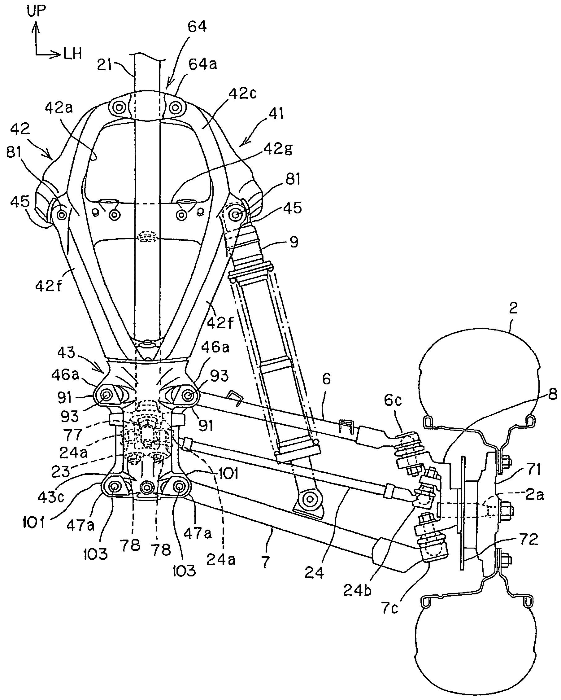 Front wheel suspension structure for saddle-type vehicle, and vehicle incorporating same