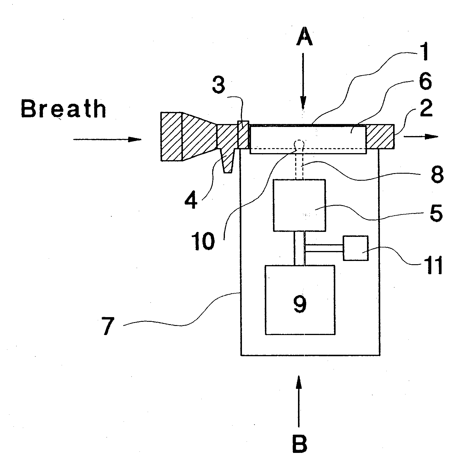 Breath alcohol measuring device with improved mouthpiece