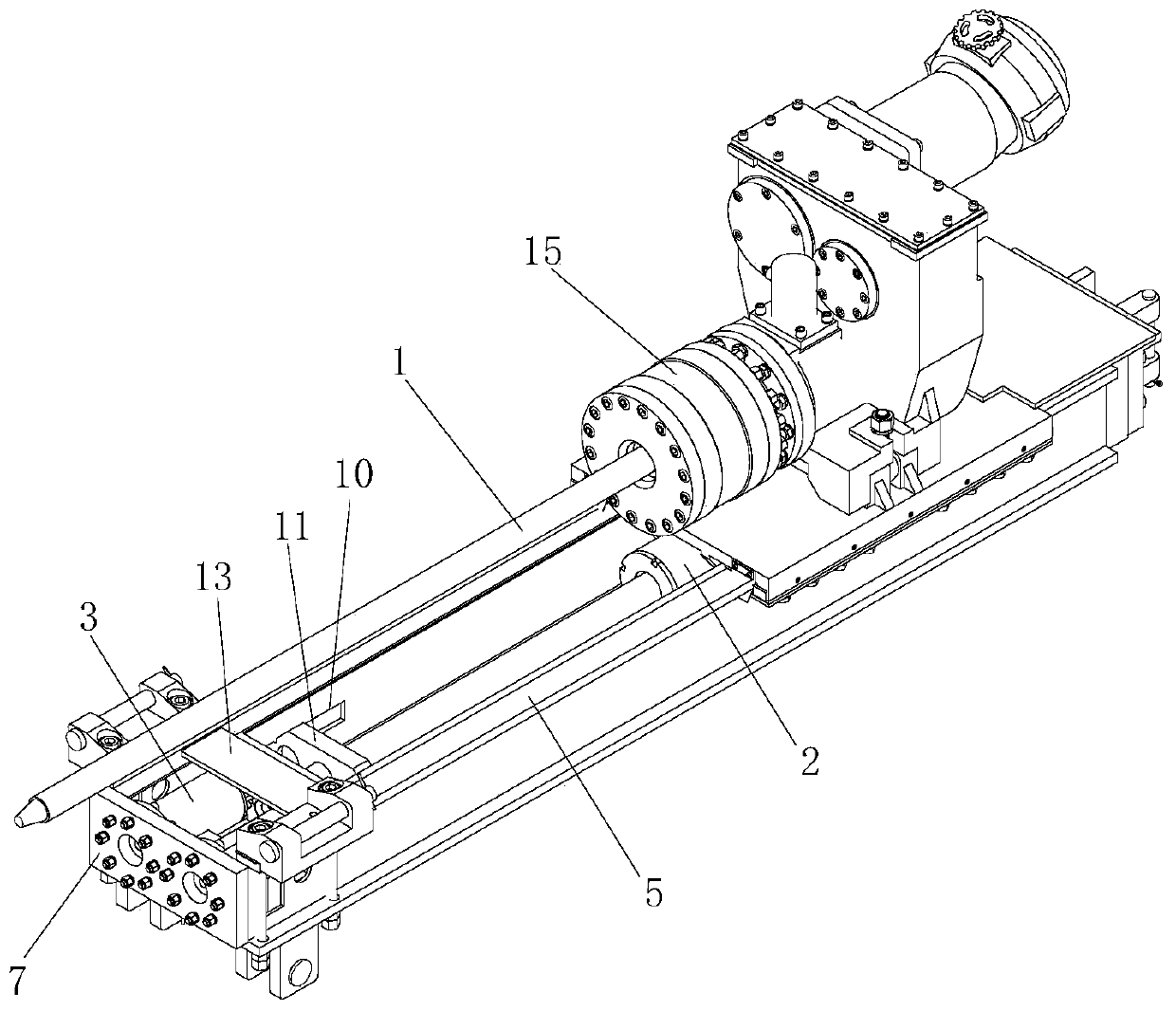Pulling device for gas pumping and draining drill rod