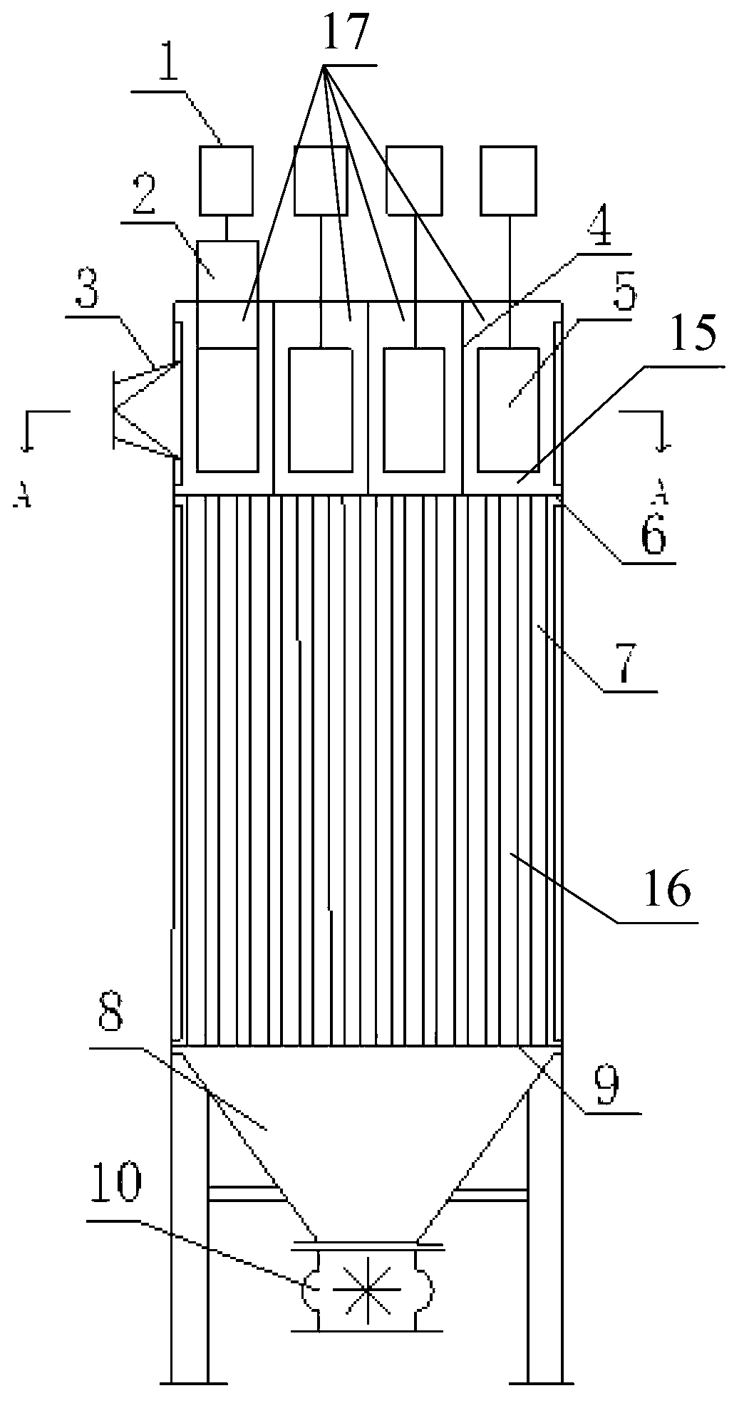 Compartment stepping washing self-deashing bag-type dust remover and dust removing method