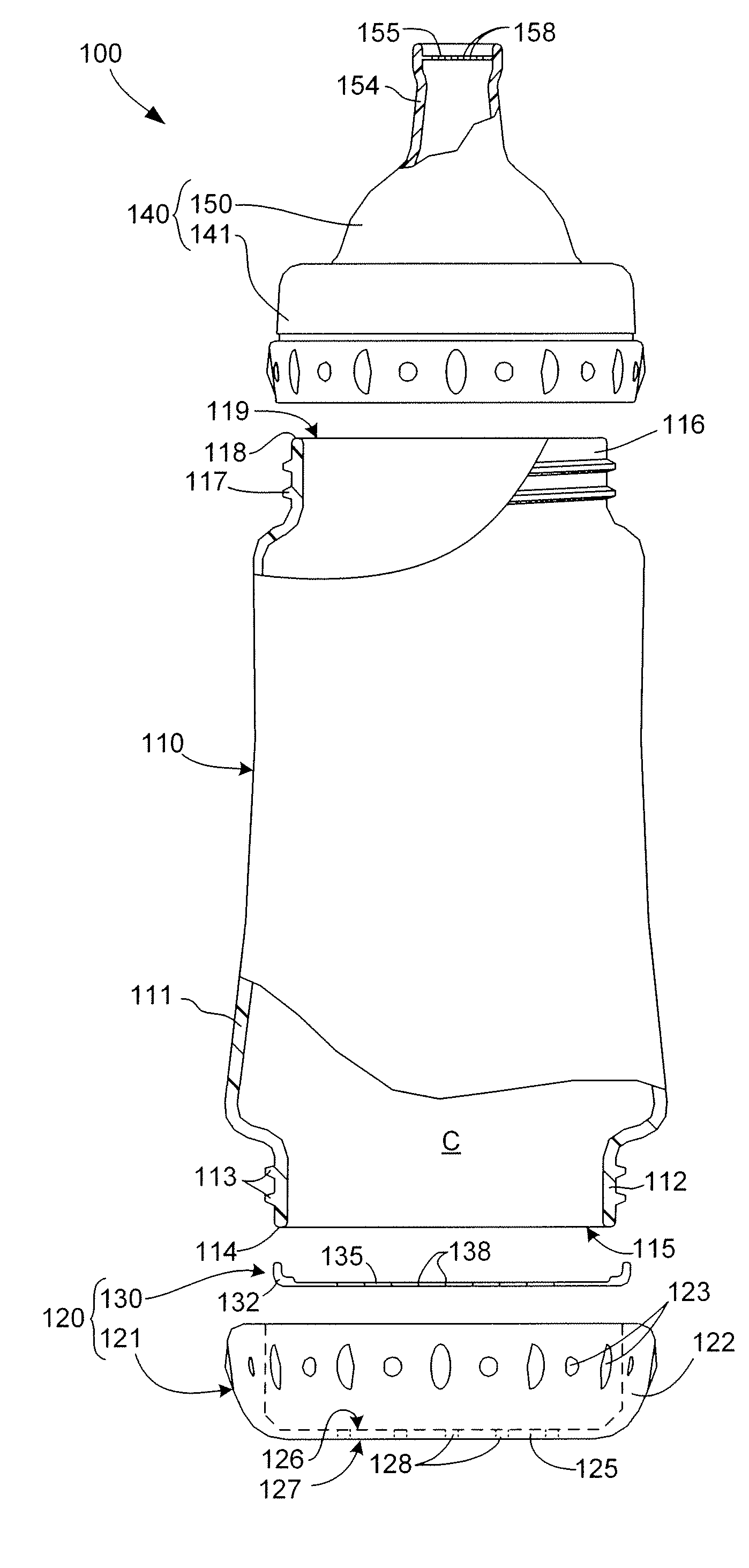 Beverage Container Vent Mechanism Including Perforated Elastic Membrane And Support Plate