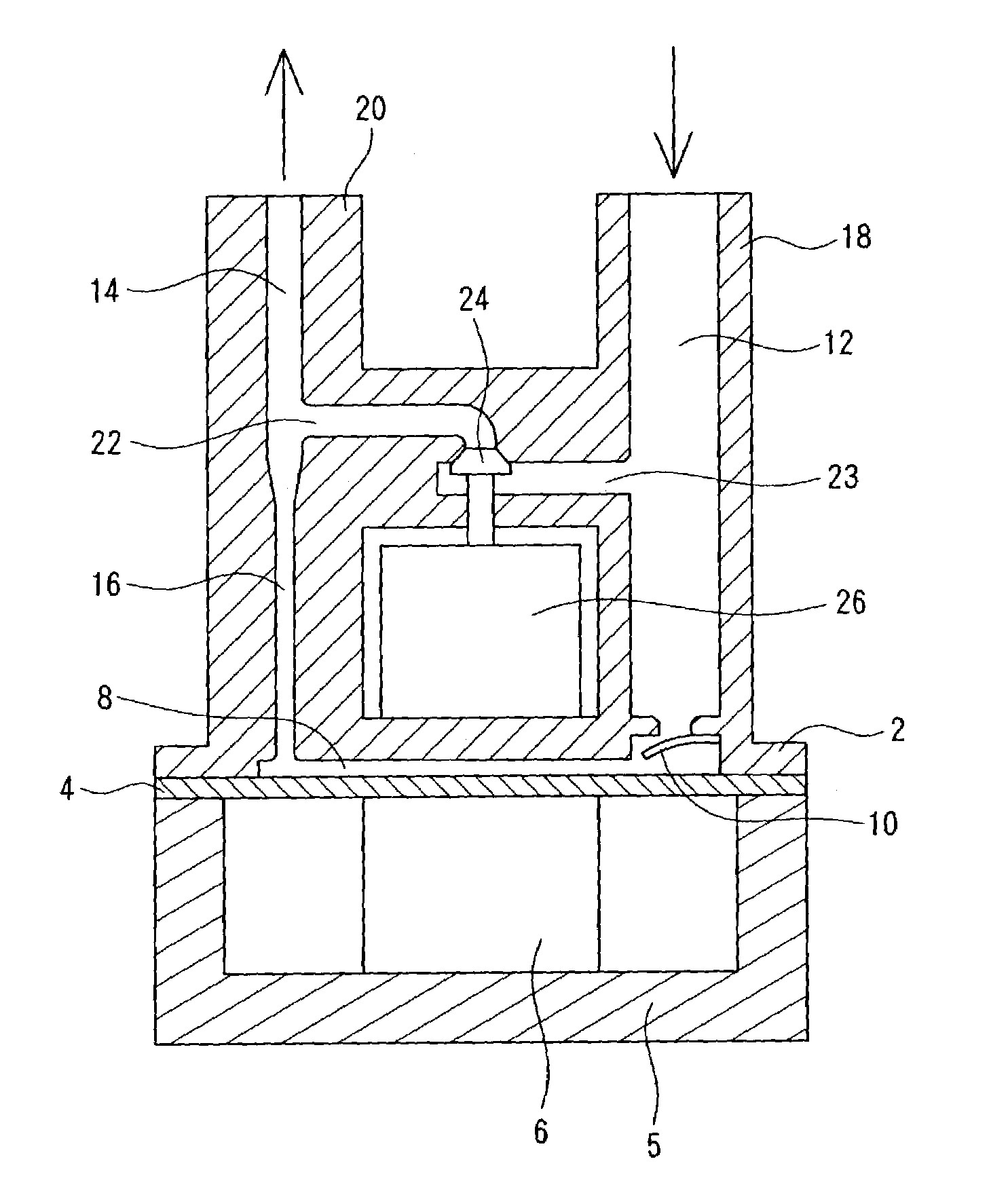 Positive displacement pump with a combined inertance value of the inlet flow path smaller than that of the outlet flow path