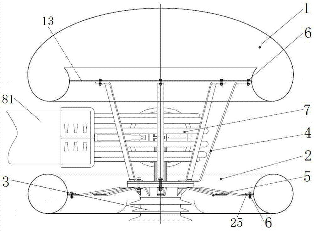 Pipe female support two-way fittings and its shielding ring, shielding spherical crown