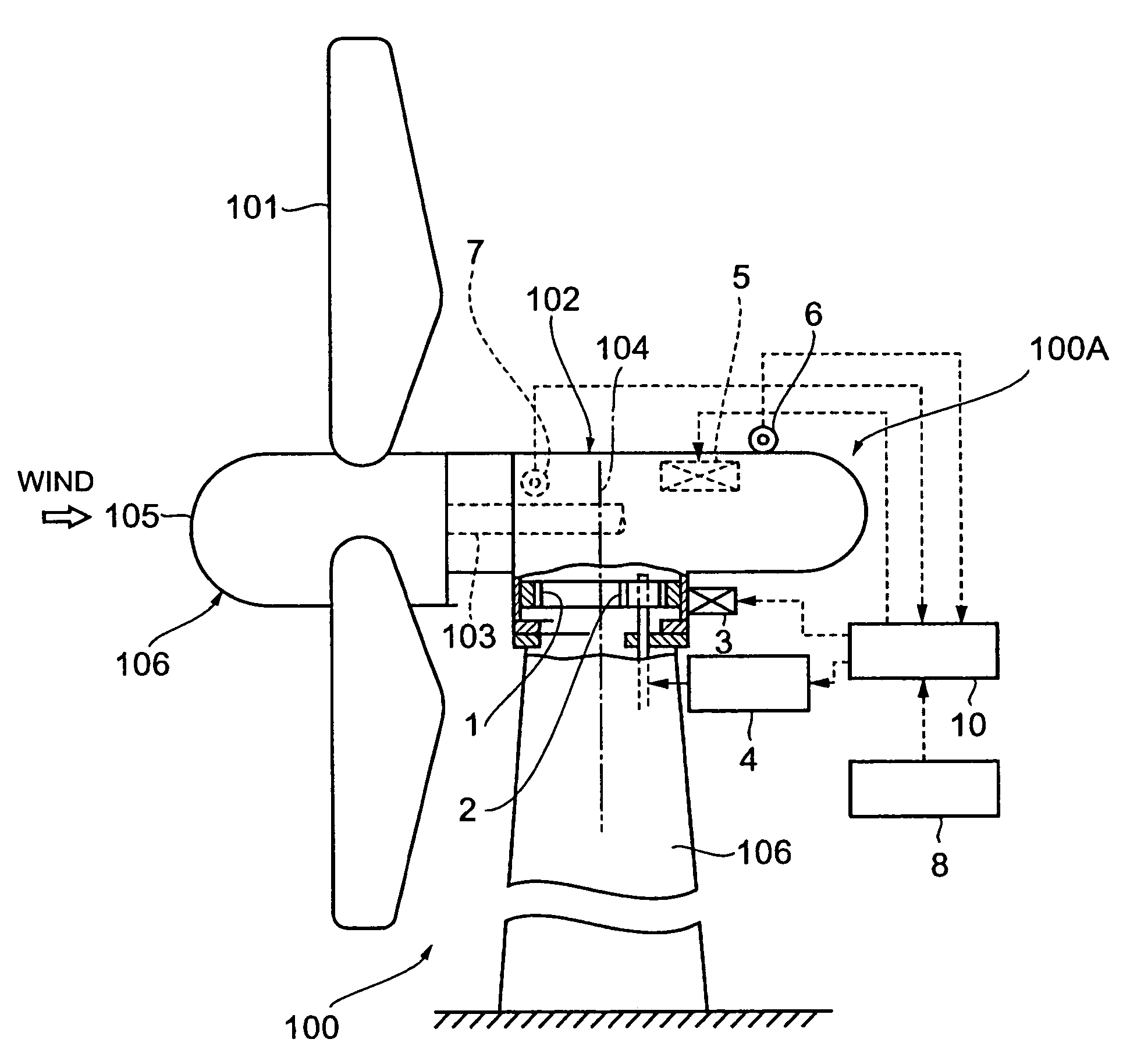 Up-wind type windmill and operating method therefor