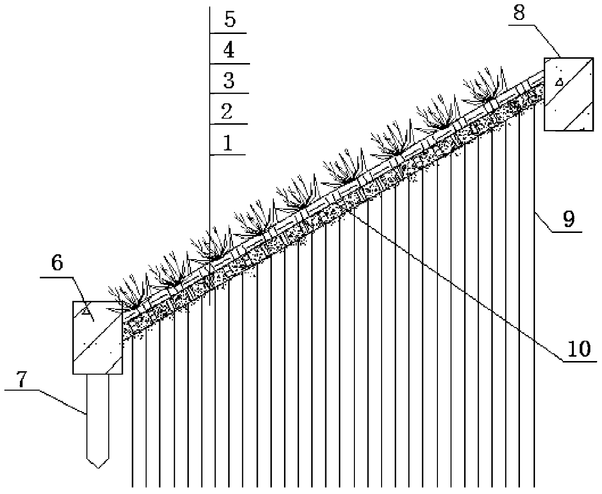 Construction method of ecological concrete protected slope based on vertical drainage channel