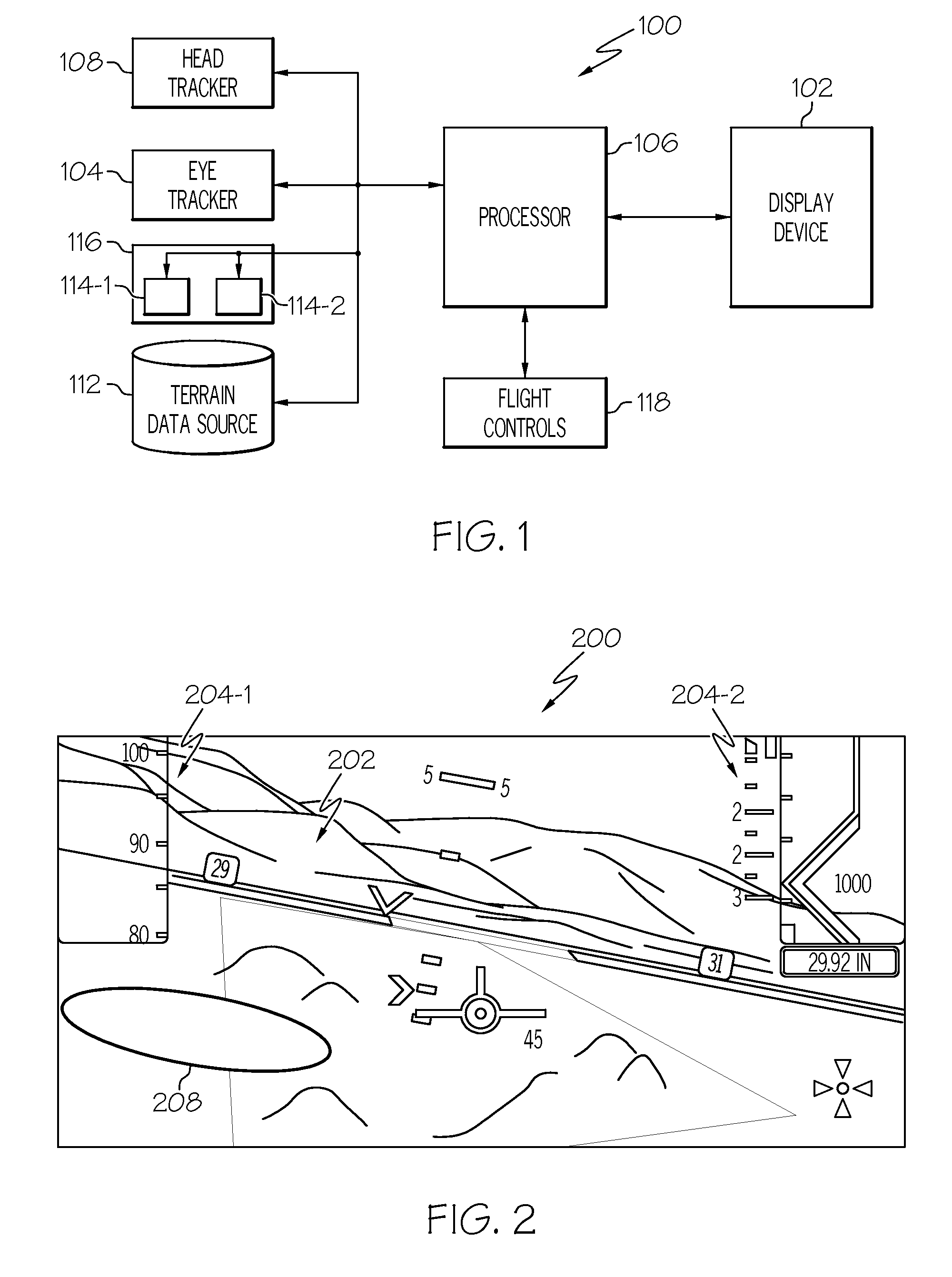 Gaze-based touchdown point selection system and method