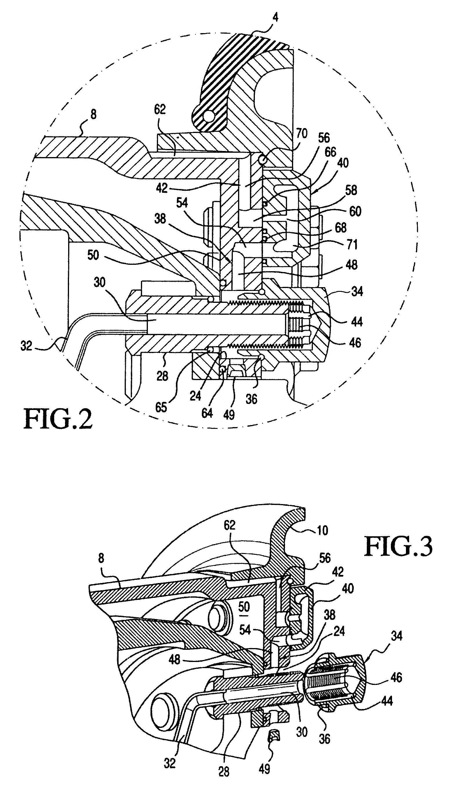 Vehicle wheel assembly with a hollow stud and internal passageways connected to a CTIS