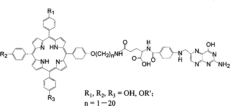 Folic acid acceptor mediated molecular targeted photosensitizer and preparation method thereof