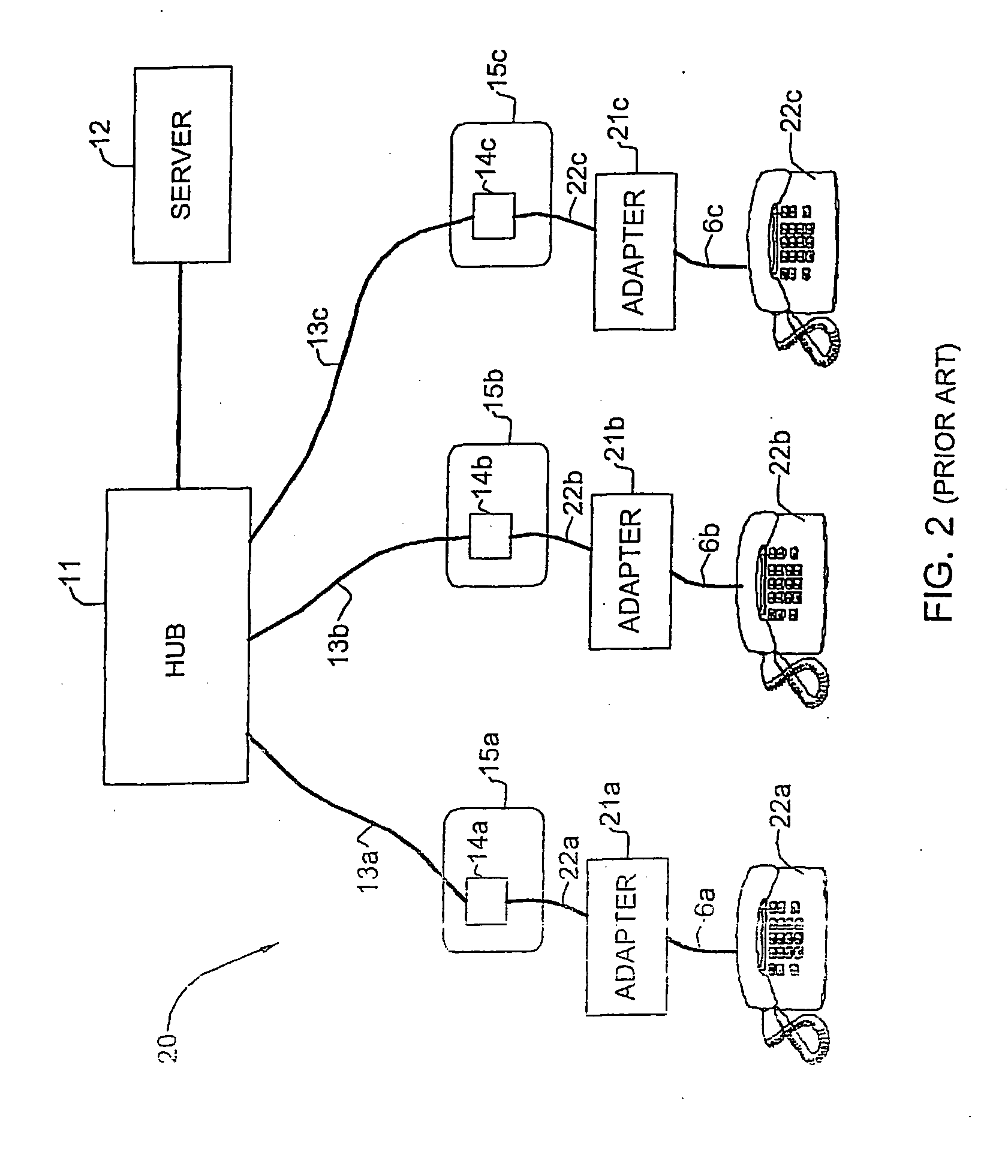 Telephone outlet with packet telephony adapter, and a network using same